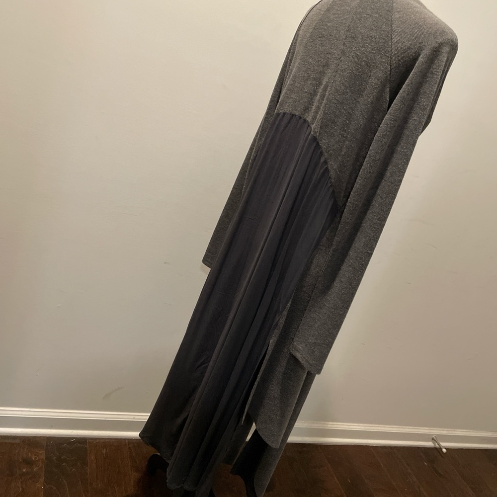 Anama Maxi Duster SizeM Gray Knit Multifabric Bohemian Edgy Normcore Casual Chic - Picture 11 of 11